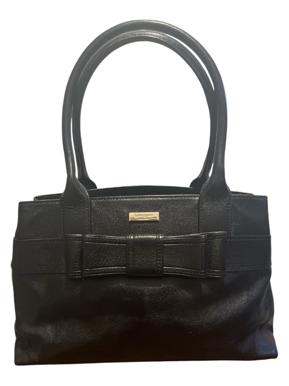 Kate Spade Quinn Villabella Avenue Bag Black Leather Bow Purse Pokadot Lining